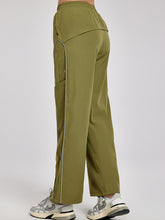 Women's pants high waisted loose straight tube drawstring pocket for sports and leisure, outdoor hiking and mountaineering